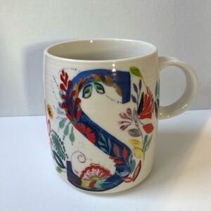 Anthropologie Starla Michelle Halfmann "S" Petal Palette Monogram Mug